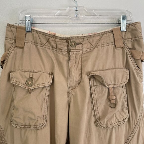 Vintage Y2K Abercrombie & Fitch Womens 10 Cargo Pants 90's Beige Baggy Utility - Picture 5 of 12
